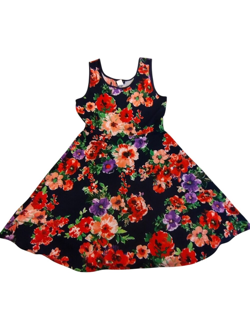 Every 1  2/$10 Floral Navy Fit-and-Flare Women's Mini Dress